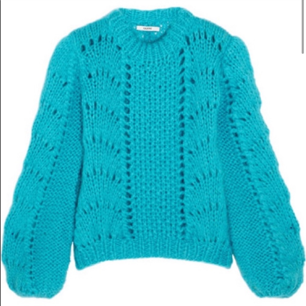 Ganni Julliard Mohair Sweater, Cyan Blue, Small